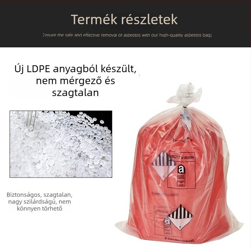 Egyedi vastagított azbesztzsák ipari veszélyes hulladékokhoz