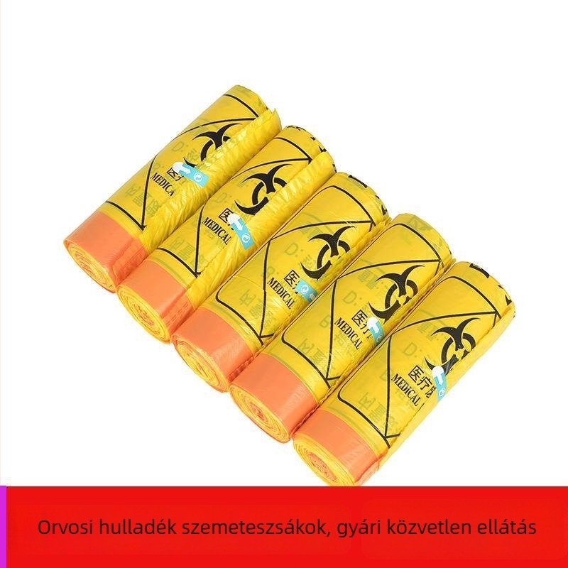 Húzózsinóros orvosi hulladéktasakok, vastagított tekercses típusú