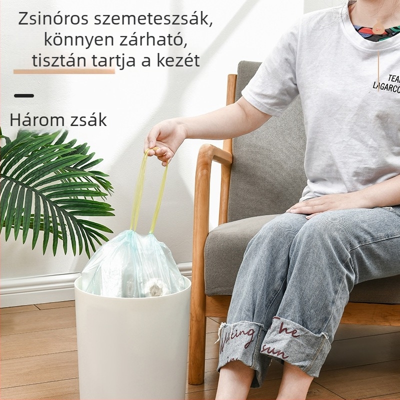 Húzózáras, vastagított nagy méretű szemeteszsák, hordozható otthoni és irodai használatra, műanyag zacskók automatikus zárással
