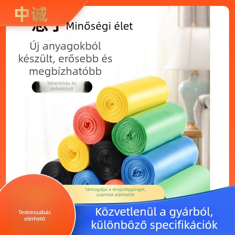 Egyszer használatos szemeteszsákok, fekete csomagolás, otthoni és irodai használatra, sík szájú, perforált, 5 tekercses csomag