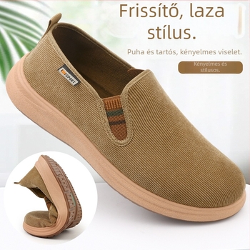 3520 Férfi vászoncipő vastag talppal, slip-on, Old Beijing stílus, tavasz–ősz, puha talp, csúszásmentes