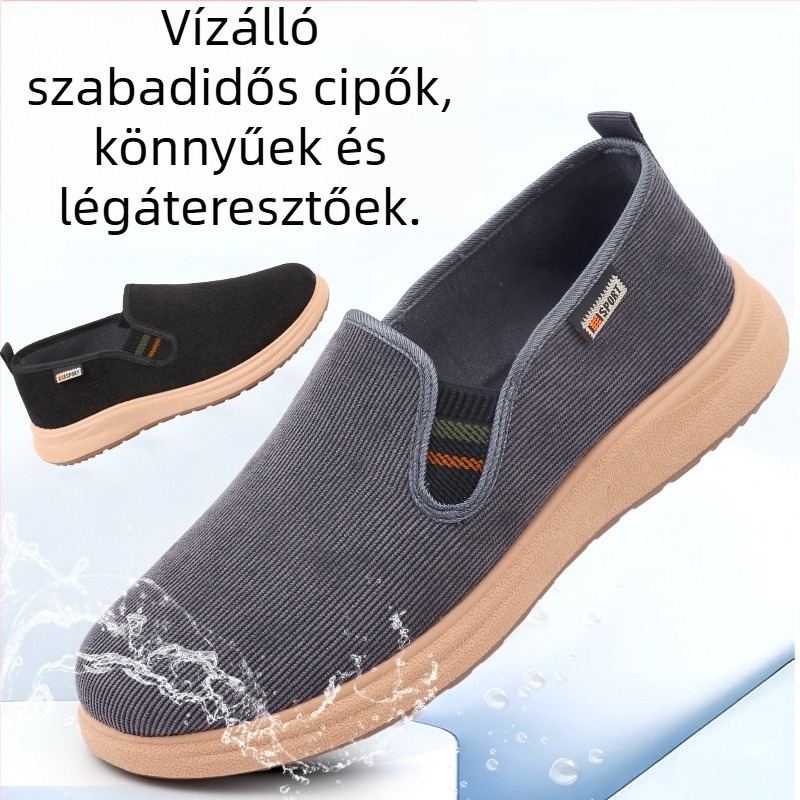 3520 Férfi vászoncipő vastag talppal, slip-on, Old Beijing stílus, tavasz–ősz, puha talp, csúszásmentes