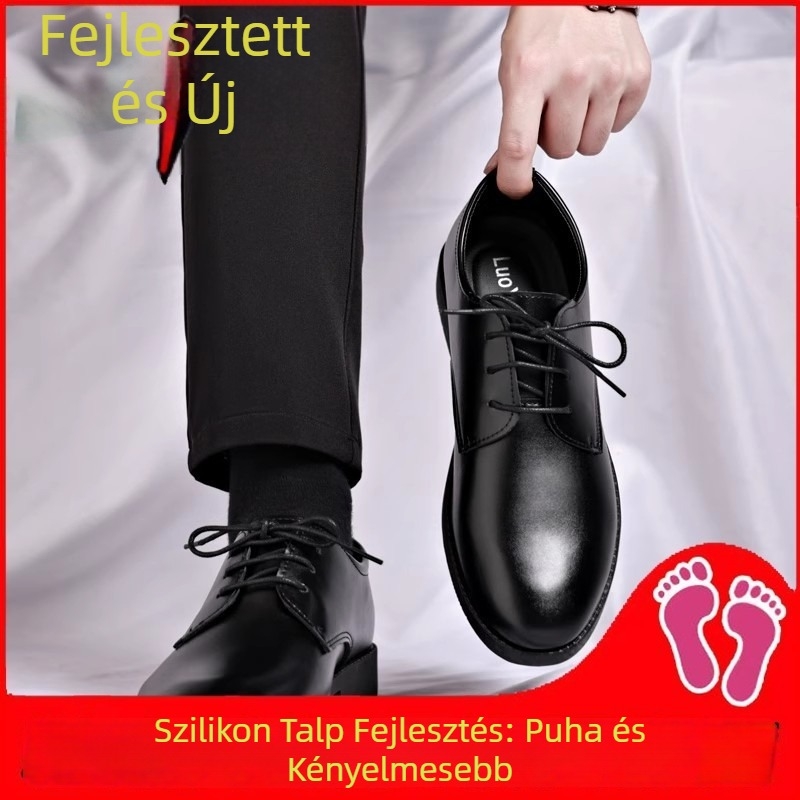 Férfi bőrcipő őszi üzleti-formális stílusban, brit hatás, puha talpú, vízálló, csúszásmentes, vőlegény esküvői cipő