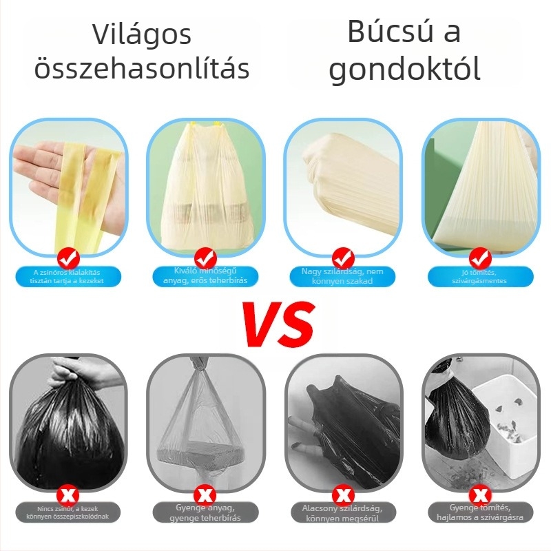 Vastagított szemetes zacskók húzózsinórral – 2 tekercs
