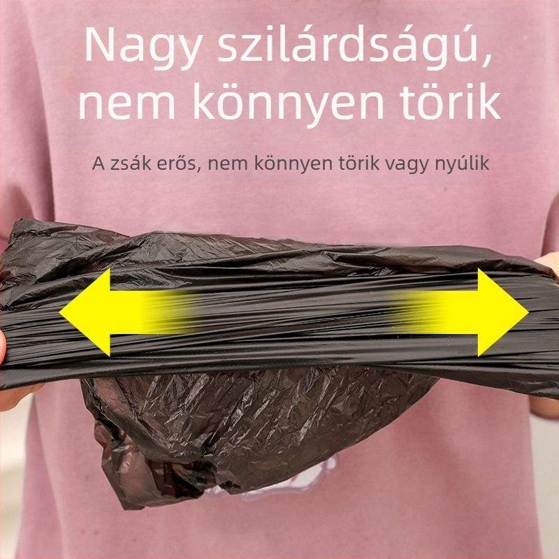 Egyszer használatos, fekete-fehér lapos szájú szemeteszsákok, vastagított anyagból, hotel szobákhoz és otthoni használatra