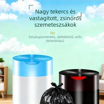 Zsinóros szemeteszsák, vastagított, nagy méretű, konyha, fürdőszoba, iroda és otthon számára