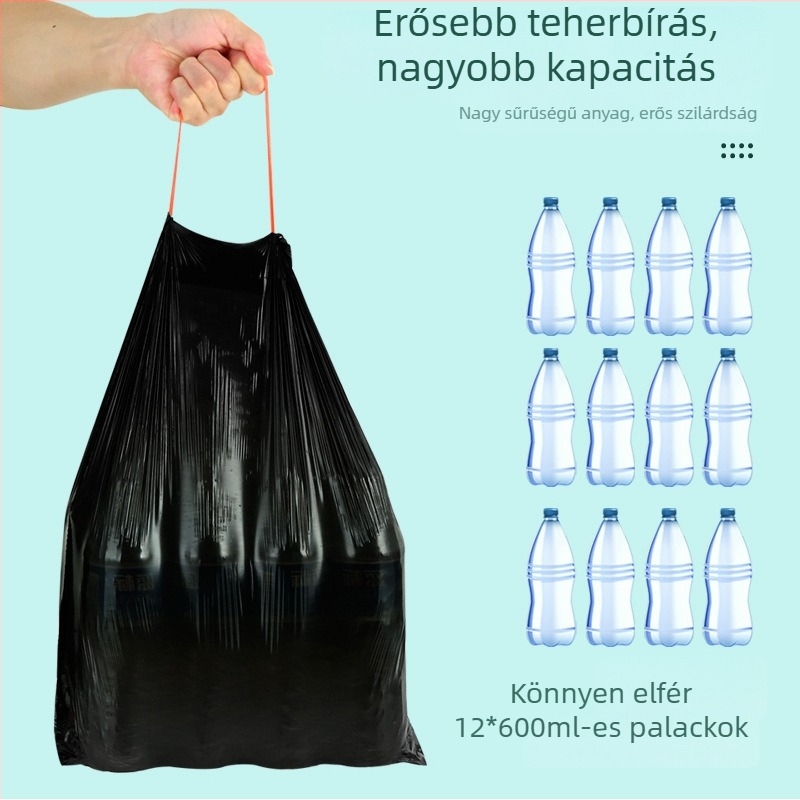 Zsinóros szemeteszsák, vastagított, nagy méretű, konyha, fürdőszoba, iroda és otthon számára