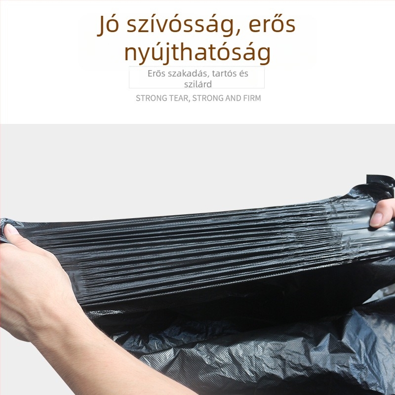 Fekete, extralarge méretű egyszer használatos műanyag szemeteszsák lapos szájjal, strapabíró, kereskedelmi/hotel használatra