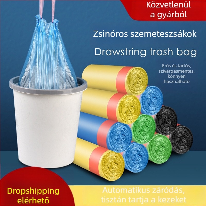 Vastagított kötözős szemeteszsákok otthonra, konyhába és irodába – műanyag, 50 darab