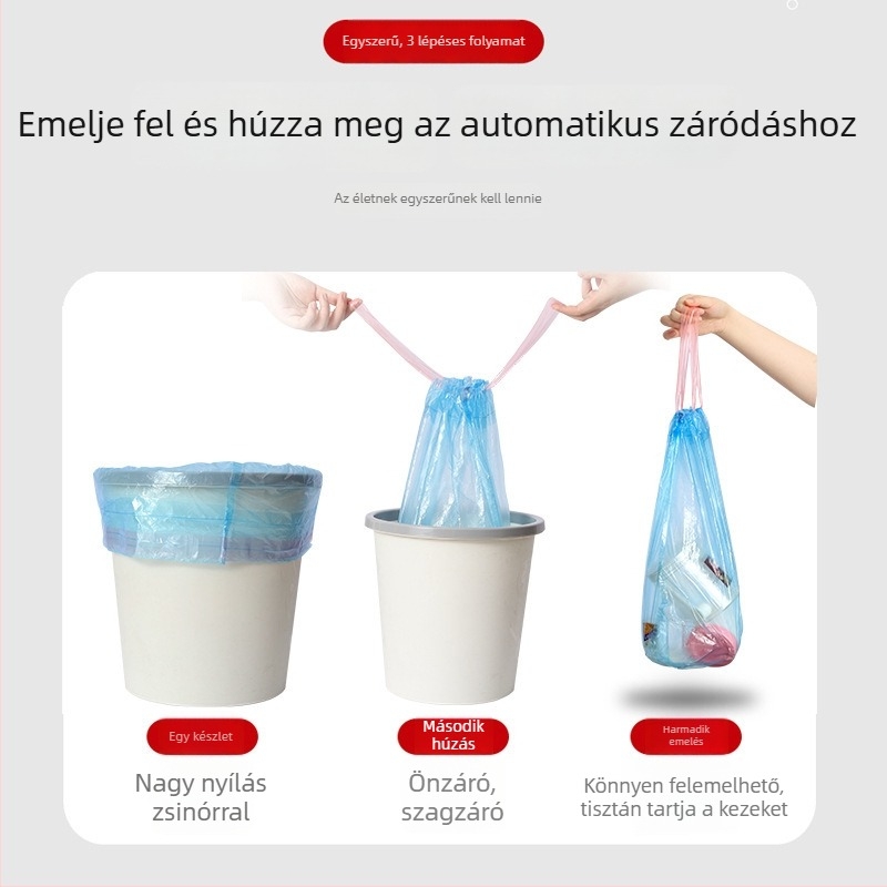 Vastagított kötözős szemeteszsákok otthonra, konyhába és irodába – műanyag, 50 darab