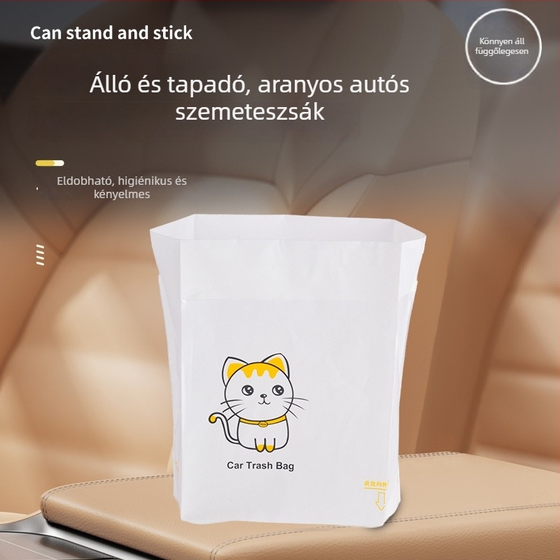 Autó- és otthoni szemeteszsák, álló kivitelben, ragasztós tisztítózacskó, asztali szemetes a konyhához