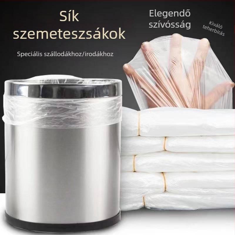 Iroda szemetes kis méretű fehér műanyag zacskókkal és fekete egyszer használatos szemeteszsákokkal