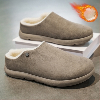 Flízzel bélelt meleg beltéri papucsok, kényelmesek, retro stílusú slip-on, csúszásmentes talppal, tartósak, nagy méretek, uniszex