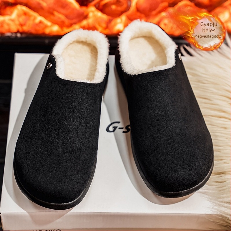 Flízzel bélelt meleg beltéri papucsok, kényelmesek, retro stílusú slip-on, csúszásmentes talppal, tartósak, nagy méretek, uniszex