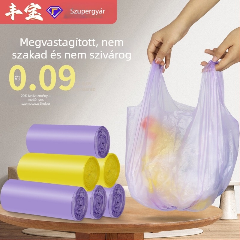 Mellény-stílusú vastagított egyszer használatos műanyag szemetes zacskók citrom illattal, otthoni, konyhai és nappali használatra