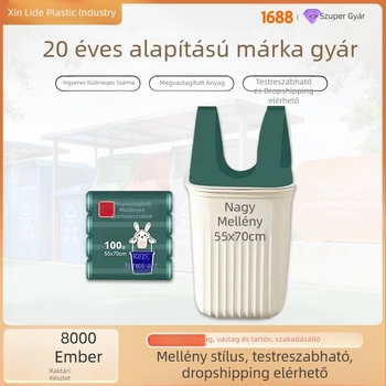 Konyhai szemeteszsákok mellény-stílusban, 55 × 70 cm, 100 db, 2-rétegű vastagított, fogantyúval