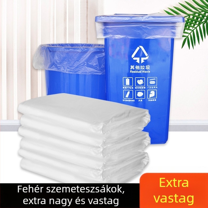 Fehér átlátszó nagy szemeteszsákok, vastagított kivitelben szállodai használatra