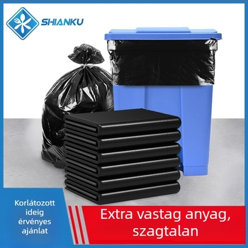 Nagy méretű, vastag fekete szemeteszsákok konyha- és háztartási használatra, sík szájú műanyag zacskók, 60 cm