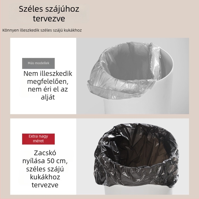 Fekete mellény-stílusú egyszer használatos szemeteszsák, otthoni használatra, vastagabb kivitelben, kézi fogantyúval, irodába alkalmas, tartós és testreszabható.