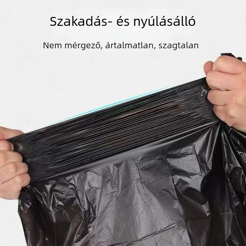 Egyszer használatos háztartási vastagított mellény-stílusú szemeteszsákok, fekete, perforált, konyha és iroda számára, gazdaságos csomag