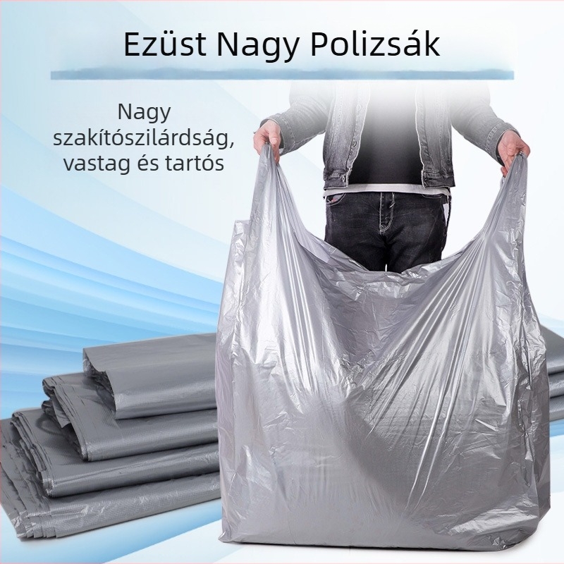 Nagy méretű, vastag műanyag ruhatároló tasak költöztetéshez és tároláshoz, kézben hordható