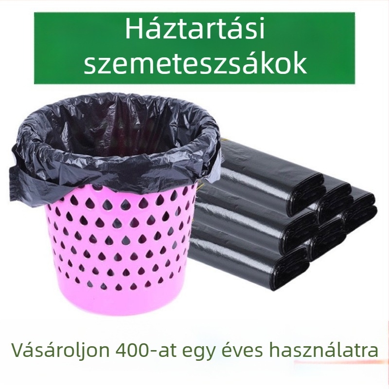 Megerősített szemeteszsákok fogantyúval, közepes és nagy méretűek, műanyag zacskók konyhára, otthoni és kereskedelmi használatra, új anyagból, extra vastag