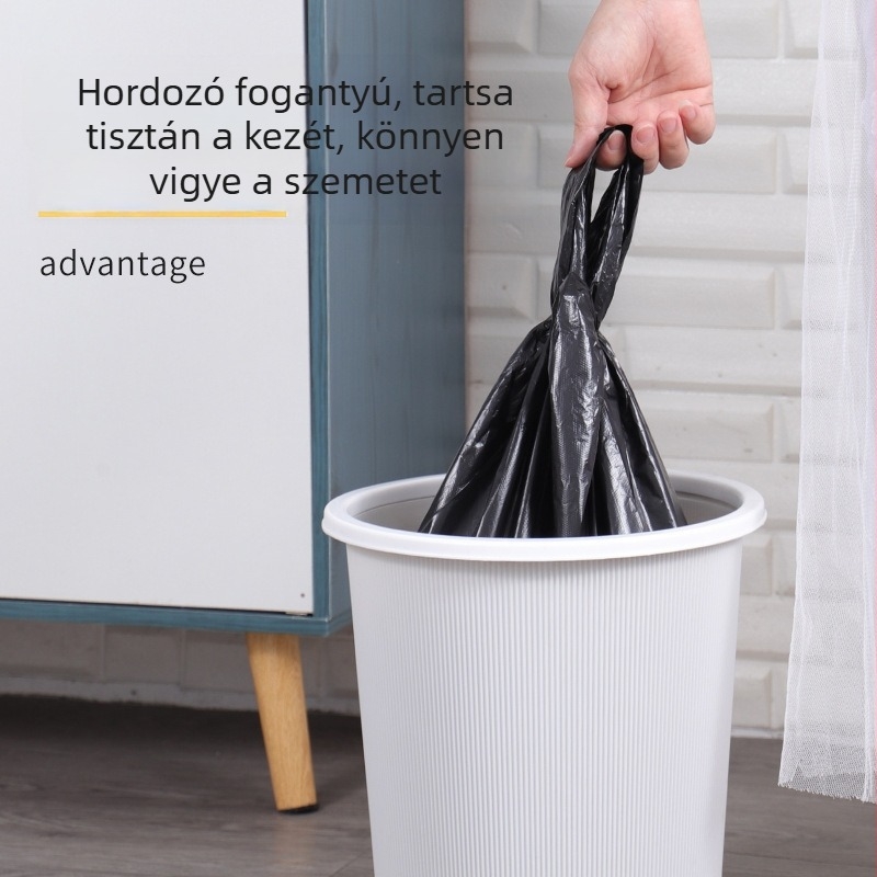 Megerősített szemeteszsákok fogantyúval, közepes és nagy méretűek, műanyag zacskók konyhára, otthoni és kereskedelmi használatra, új anyagból, extra vastag