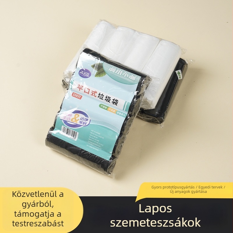 Egyszer használatos fekete PE műanyag szemeteszsákok konyhára és otthonra, tekercs típusú mellény-stílusú kézi zacskók, tárolásra