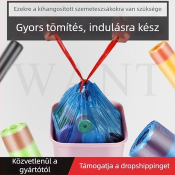Húzós szemeteszsákok, egyszer használatosak, vastagított kivitelben, otthoni használatra, konyhai hulladékhoz