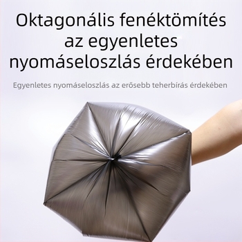 Fekete vastagított szemeteszsákok fogantyúval, sík szájú, tartós