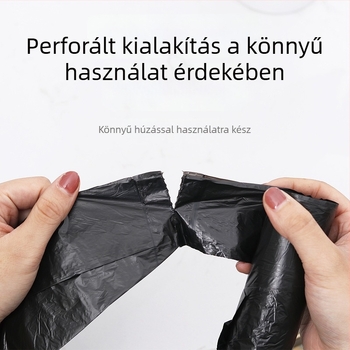 Fekete vastagított szemeteszsákok fogantyúval, sík szájú, tartós