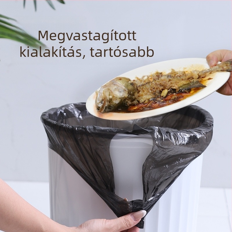 Mellény-stílusú egyszer használatos szemetes zacskók, nagyok, fekete, fogantyúval, otthoni használatra, konyha és kollégium