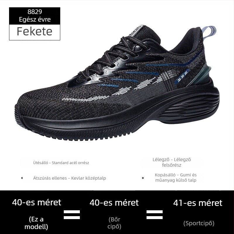 Férfi munkavédelmi cipő Fly-Knit felsőrésszel, perforáció és ütés elleni védelem, kopásálló, puha talpú, acélorrú