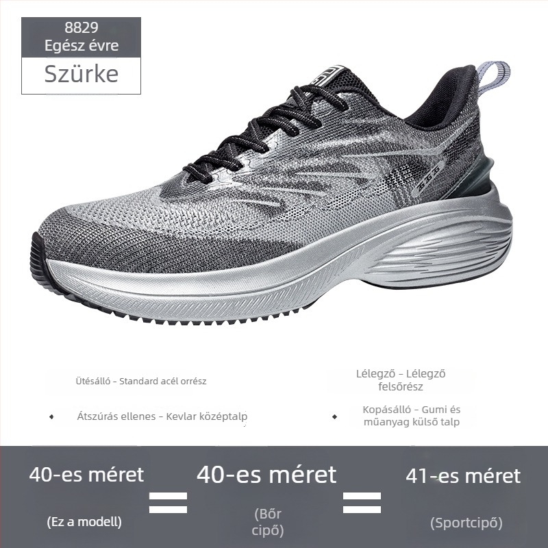 Férfi munkavédelmi cipő Fly-Knit felsőrésszel, perforáció és ütés elleni védelem, kopásálló, puha talpú, acélorrú