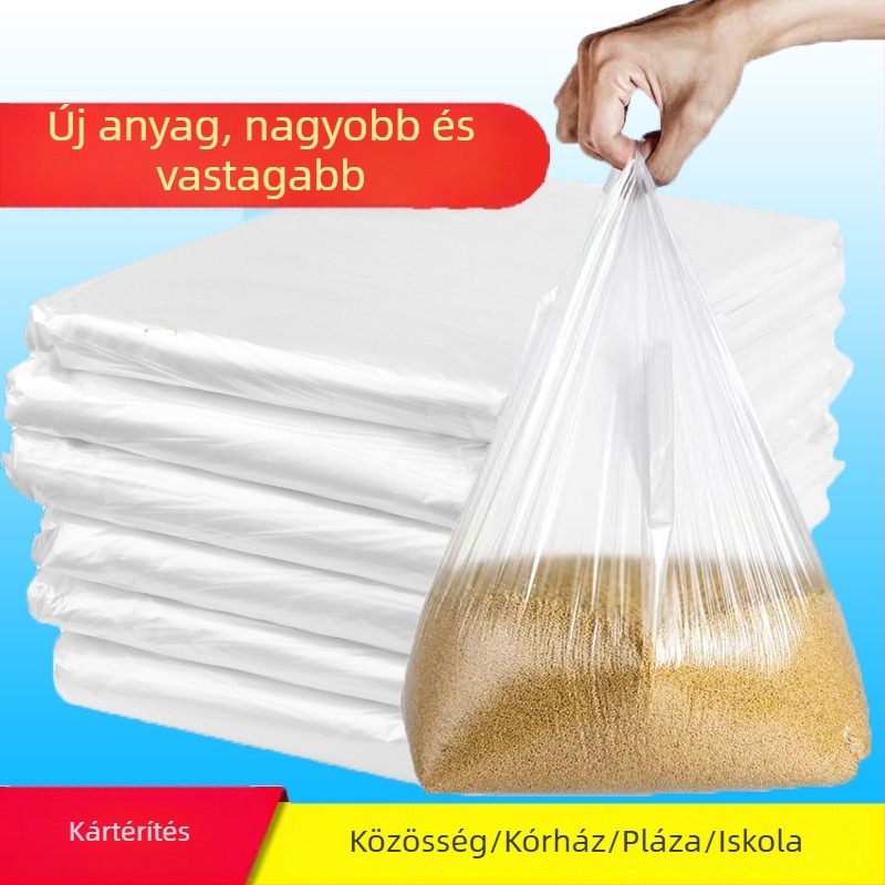 Egyszer használatos fehér, átlátszó műanyag szemeteszsák hotelszobákhoz, lapos szájú, kereskedelmi használatra