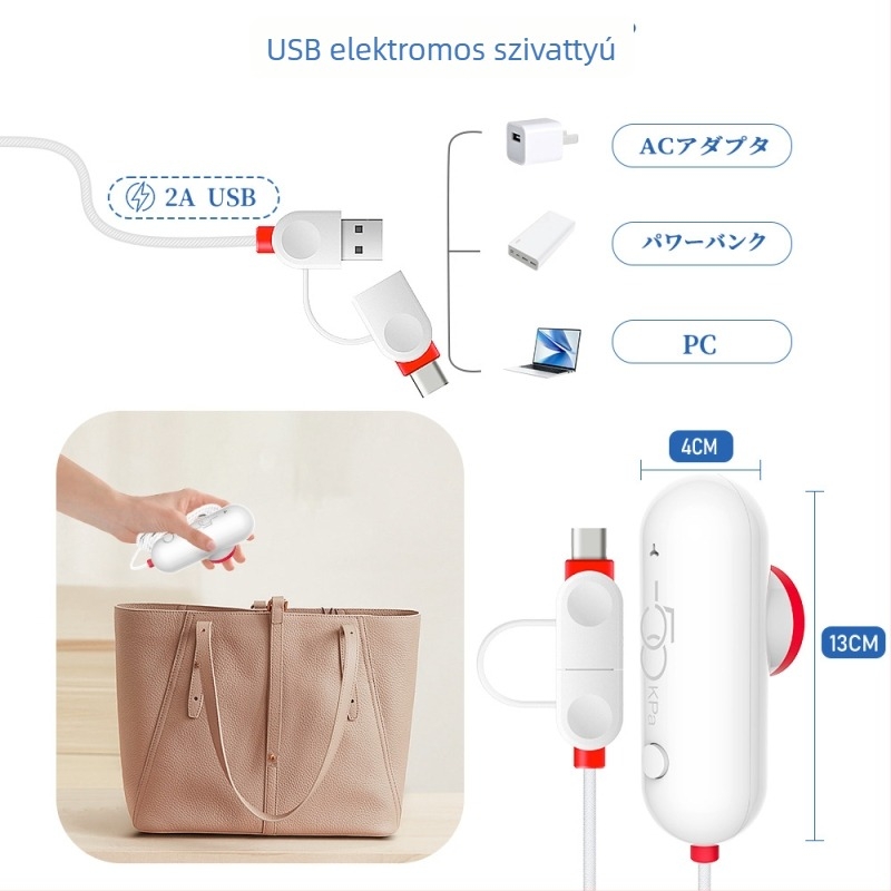 Utazáshoz használható vákuumos tárolózsák elektromos pumpával