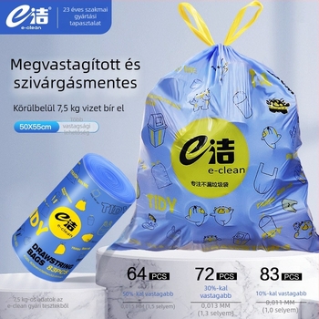 Vastagított szemeteszsák zsinóros kialakítással, otthoni használatra, fogantyúval