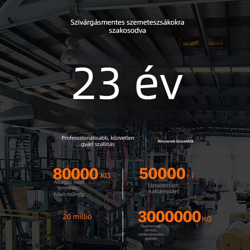 Vastagított szemeteszsák zsinóros kialakítással, otthoni használatra, fogantyúval
