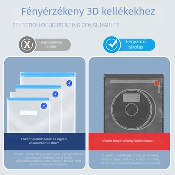 Fekete Yin–Yang vákuumos zacskók 3D nyomtatáshoz, háromdimenziós vákuumzárás