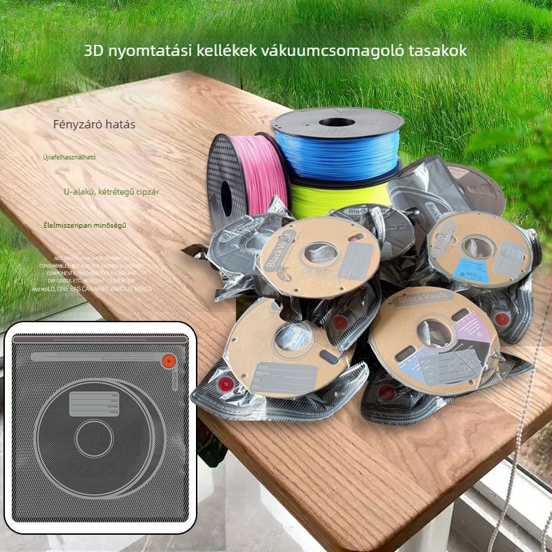Fekete Yin–Yang vákuumos zacskók 3D nyomtatáshoz, háromdimenziós vákuumzárás