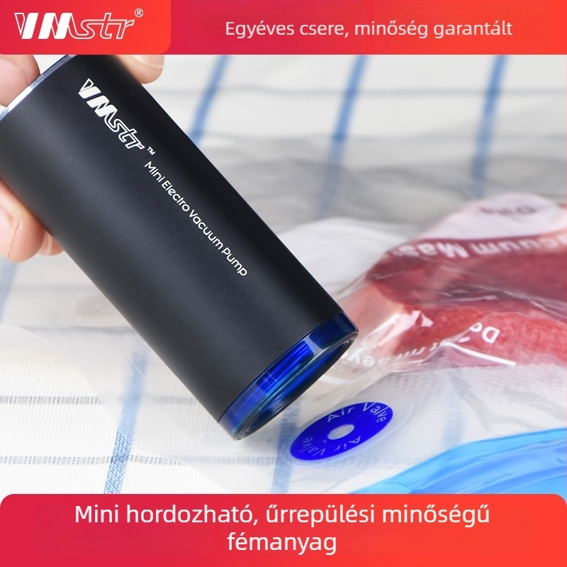 Vmstr Mini Vákuum Készülék V3 — Hordozható kézi vákuum készülék ruhákhoz, takarókhoz és élelmiszer-tároláshoz
