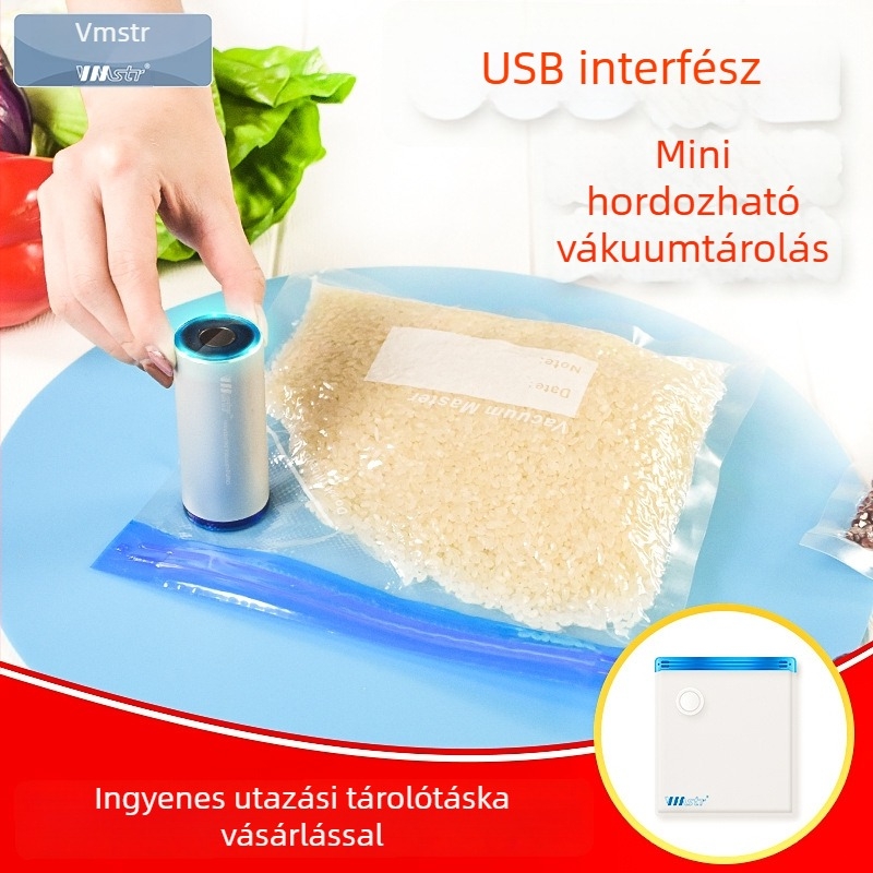 Vmstr Mini Vákuum Készülék V3 — Hordozható kézi vákuum készülék ruhákhoz, takarókhoz és élelmiszer-tároláshoz