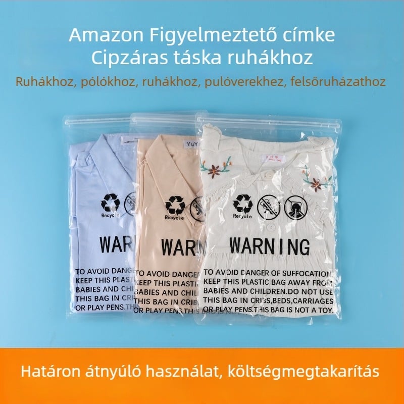 Átlátszó ruházati vákuumos tasak, fulladás elleni védelem, PA+PE anyagból