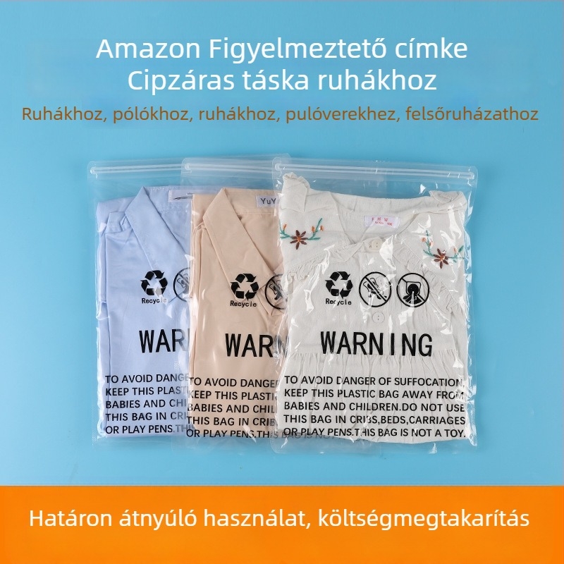 Átlátszó ruházati vákuumos tasak, fulladás elleni védelem, PA+PE anyagból
