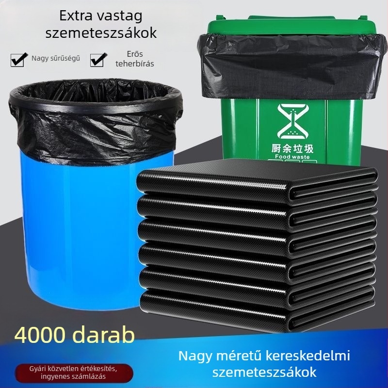 Extra-nagy egyszer használatos műanyag szemeteszsákok kereskedelmi cateringhez, mellény-stílus, 1000 darabos csomag