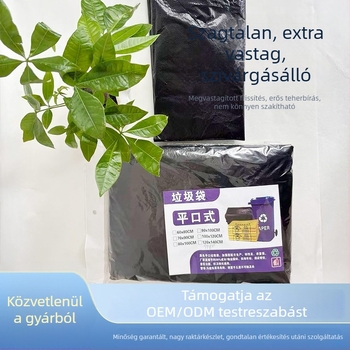 Fekete, megerősített, nagy méretű lapos szájú szemeteszsákok kereskedelmi takarításhoz és higiénéhez
