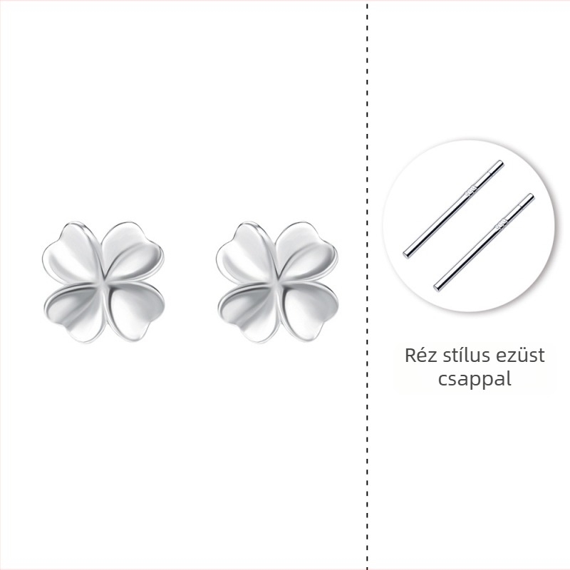 Női négylevelű lóhere fülbevalók, 999 ezüst, elegánsak, minimalisták, kis méretű