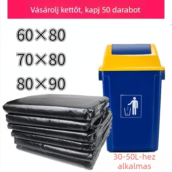 Nagy méretű, vastag fekete hulladékzsákok szállodákhoz és kereskedelmi felhasználásra, beltéri és kültéri használatra, iskolák és gyárak számára.