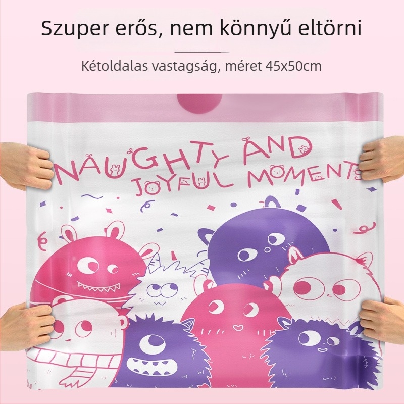 Vastagított háztartási szemeteszsákok kis tüskés gömb mintával, 60 darabos tekercsben, zárható húzózsinórral