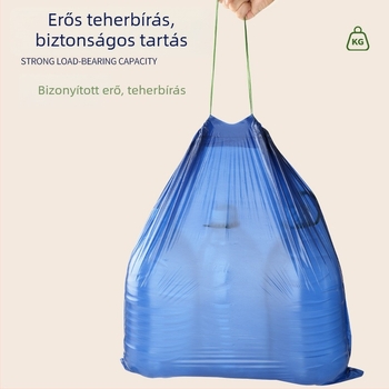 Nagy méretű, strapabíró fekete szemeteszsák kötős kivitel, kültéri tisztántartáshoz és vendéglátáshoz